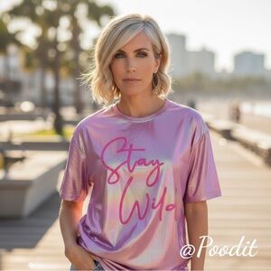 FANTASTIC FAWN Stay wild metallic oversized tee S M L